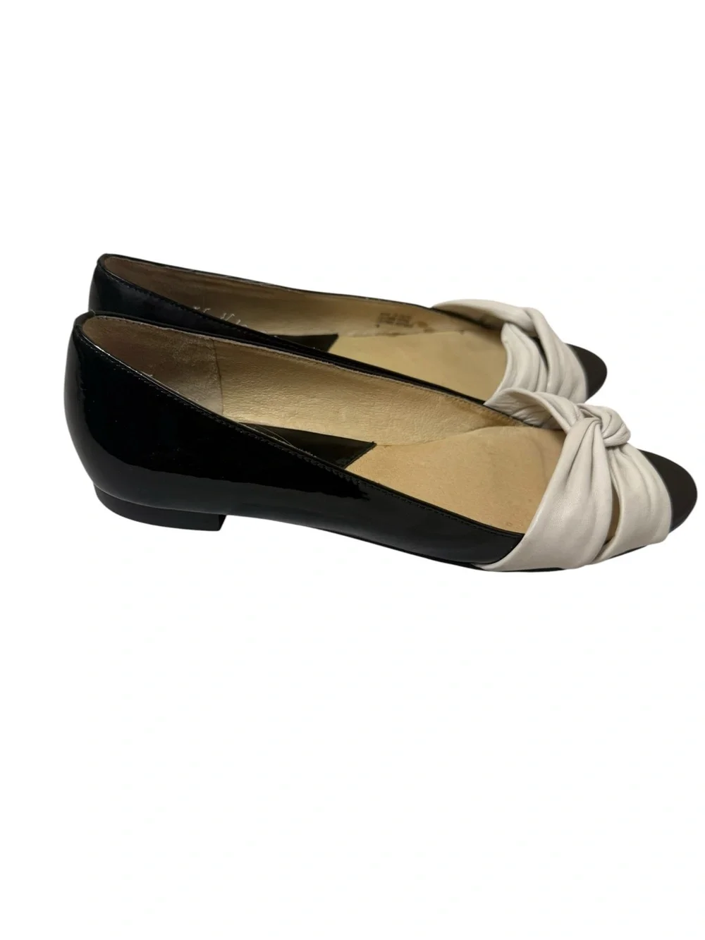 Michael Kors Black & White Knot Peep-Toe Flats size 7
